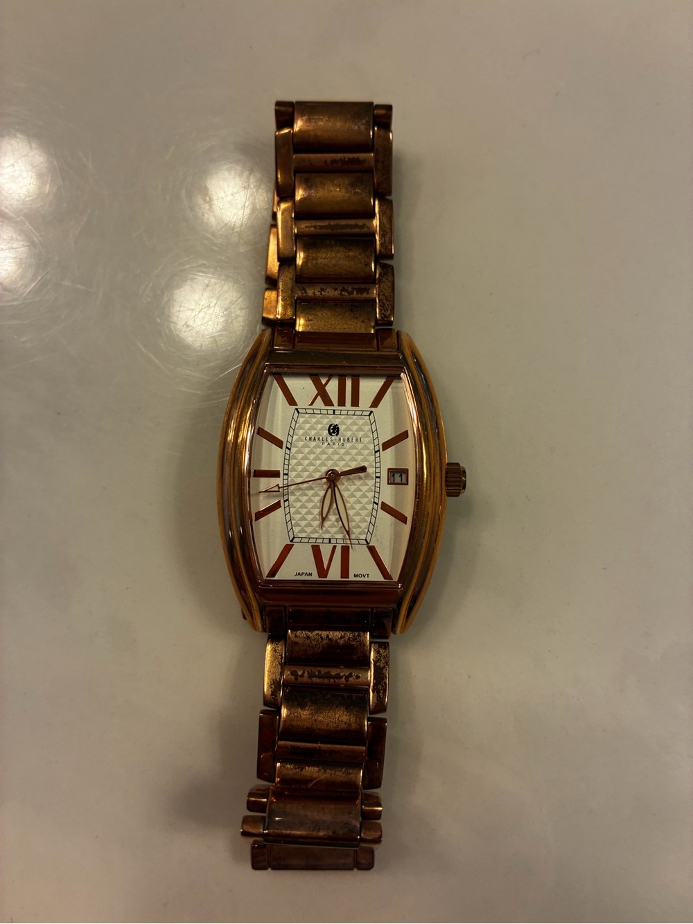 Woman Rose Gold-Tone Metal Link Watch - Unbranded